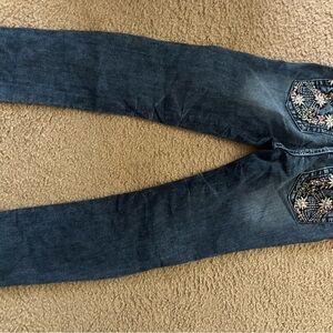 Miss Me Blue Boot Cut Jeans with Sparkly Embellishments